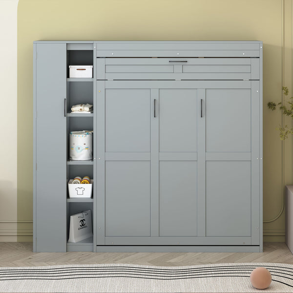 Murphy Wall Bed With Shelves, Wardrobe And LED Lights Murphy Wall Bed With Shelves, Wardrobe And LED Lights