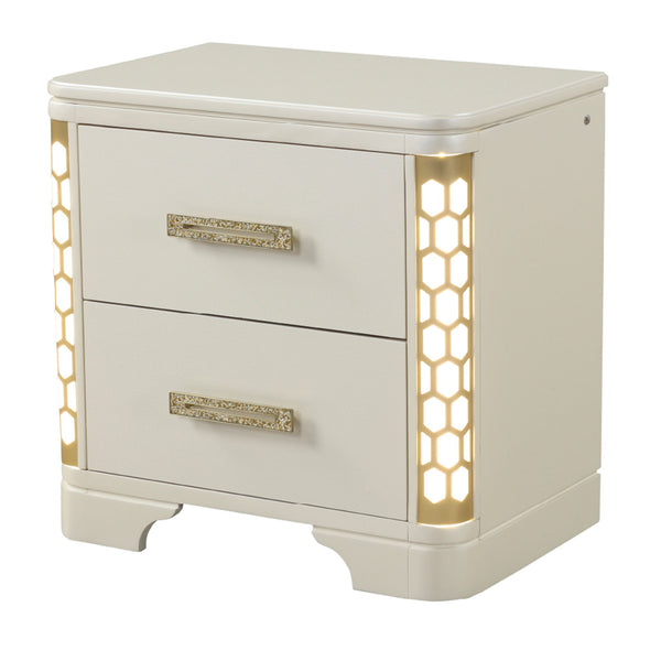 Jasmine - Nightstand With Side LED Lightning - Beige Jasmine - Nightstand With Side LED Lightning - Beige