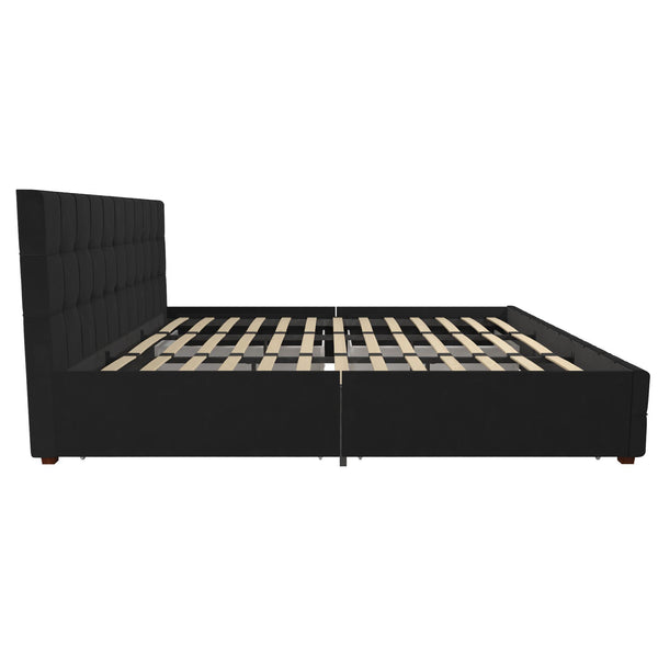 King Upholstered Bed With Storage - Black King Upholstered Bed With Storage - Black