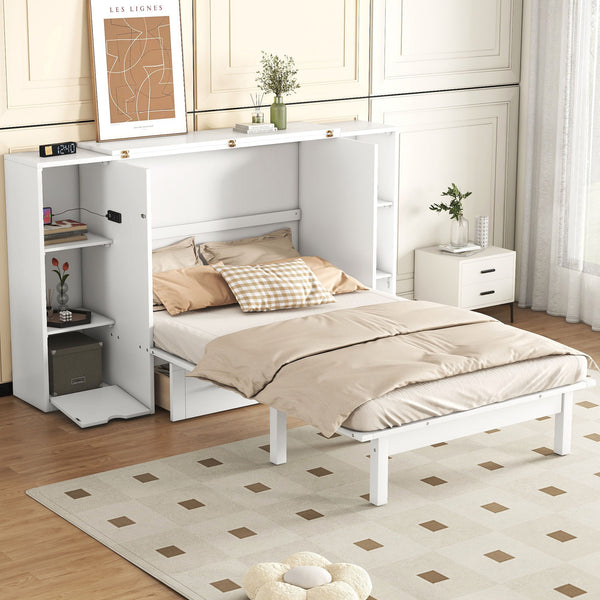 Murphy Bed With Shelves, Drawers And USB Ports Murphy Bed With Shelves, Drawers And USB Ports