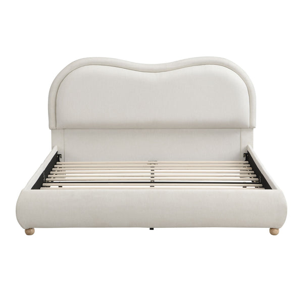 Upholstered Platform Bed Frame With Curved Headboard Upholstered Platform Bed Frame With Curved Headboard