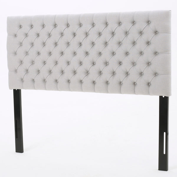 Queen Size Headboard With Button Tufting - Light Gray Queen Size Headboard With Button Tufting - Light Gray