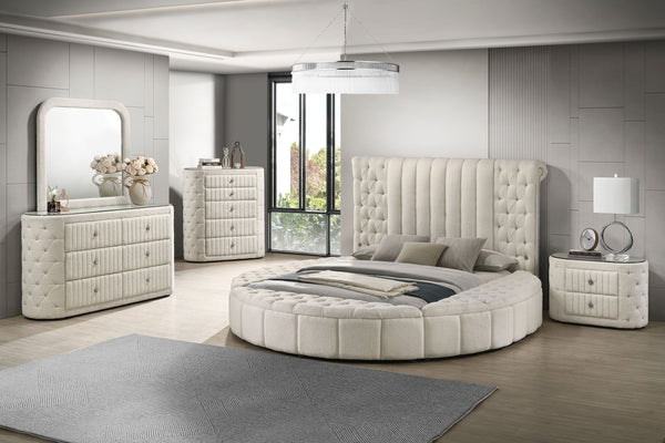 Sonya 5-piece Upholstered Eastern King Bedroom Set Ivory Sonya 5-piece Upholstered Eastern King Bedroom Set Ivory