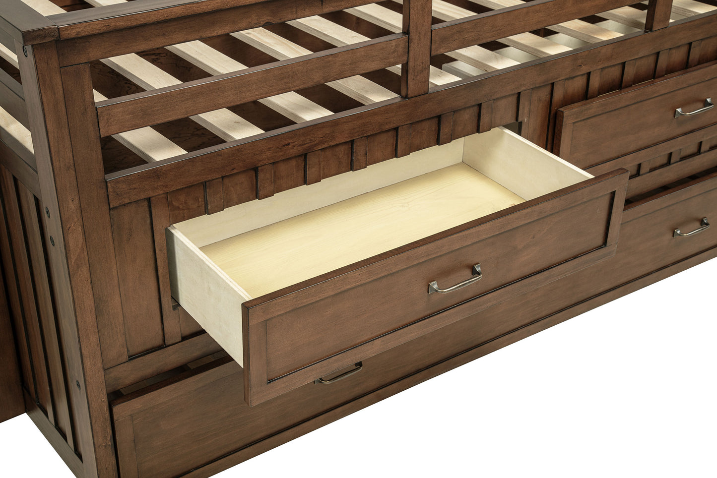 Carlsbad Wood Twin Captains Bed With Trundle Medium Brown