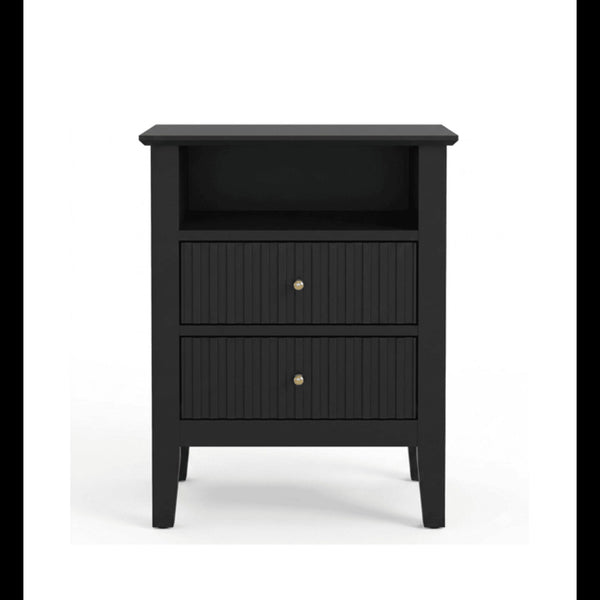 Fluted Nightstand With 2 Drawers Fluted Nightstand With 2 Drawers