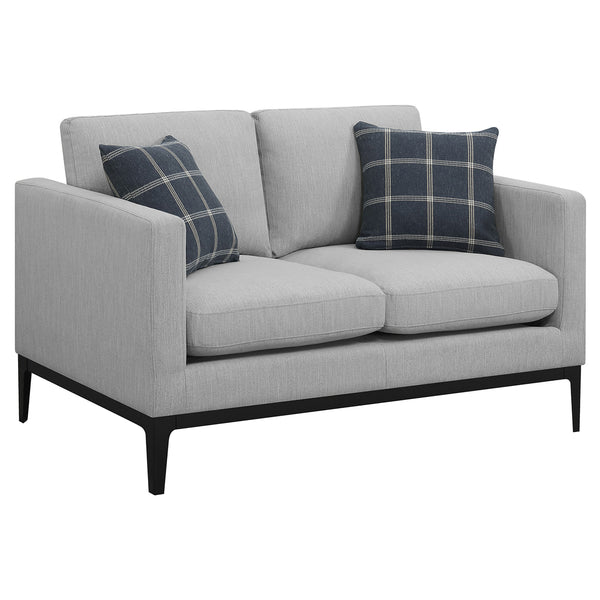 Apperson Upholstered Track Arm Loveseat Light Grey Apperson Upholstered Track Arm Loveseat Light Grey