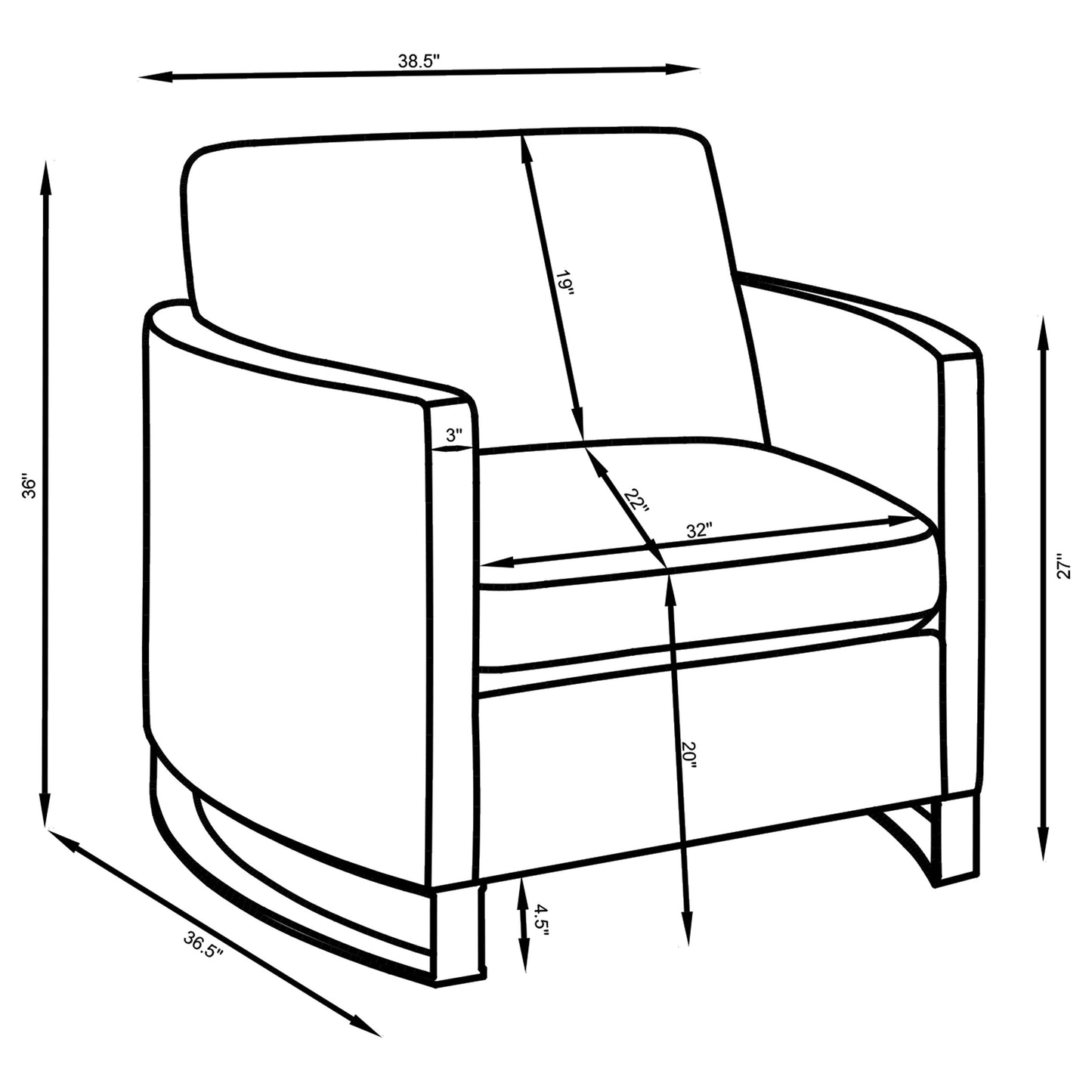 Corliss Upholstered Curved Track Arm Chair Camel