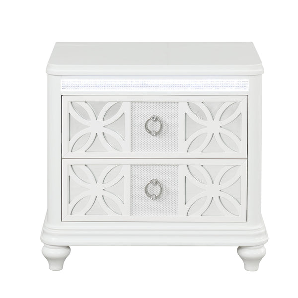 Abigale - 2 Drawer Nightstand With LED - White Abigale - 2 Drawer Nightstand With LED - White