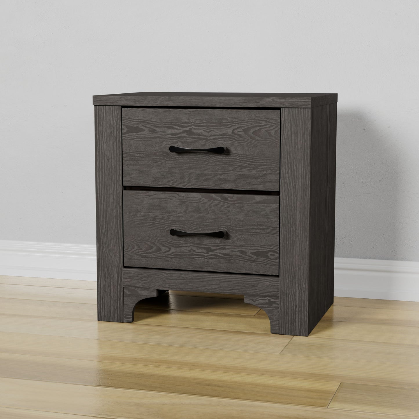 Modern 2 Drawer Nightstand - Brown - Wood - The Sleep Loft - Online Mattress Showroom NYC