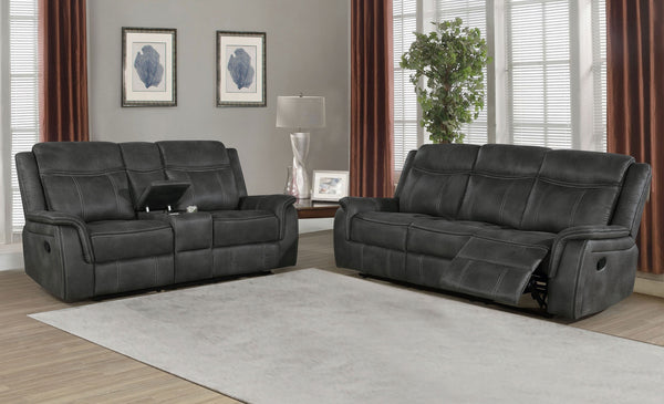 Lawrence 2-piece Upholstered Reclining Sofa Set Charcoal Lawrence 2-piece Upholstered Reclining Sofa Set Charcoal