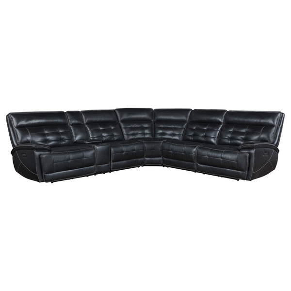 Hewitt Leather Dual Power Reclining Sectional Sofa Black Hewitt Leather Dual Power Reclining Sectional Sofa Black