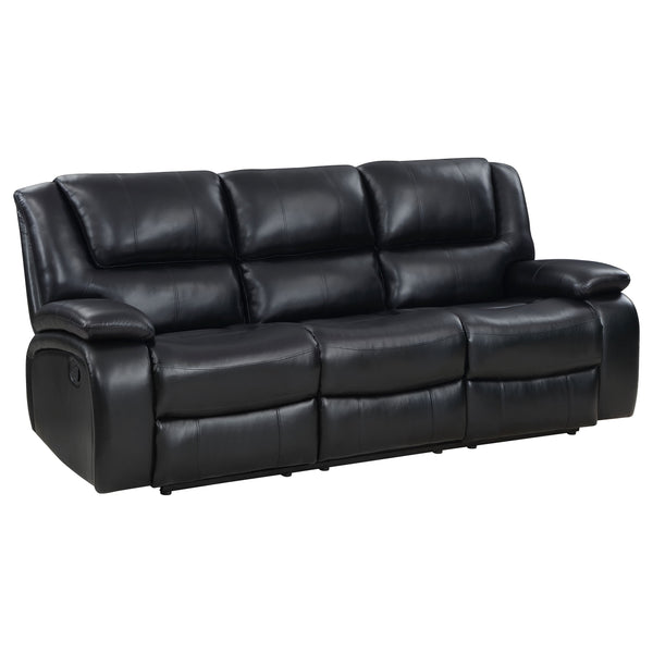 Camila Upholstered Motion Reclining Sofa Black Camila Upholstered Motion Reclining Sofa Black