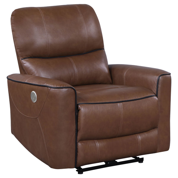Greenfield Upholstered Power Recliner Chair Saddle Brown Greenfield Upholstered Power Recliner Chair Saddle Brown