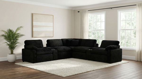 Collins 7-piece Modular Power Reclining Sectional Black Collins 7-piece Modular Power Reclining Sectional Black