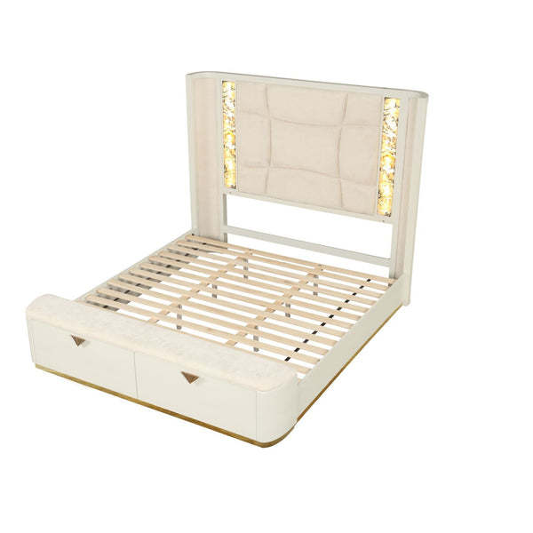 La Pierre - Bed With Storage Drawers And LED Headboard La Pierre - Bed With Storage Drawers And LED Headboard