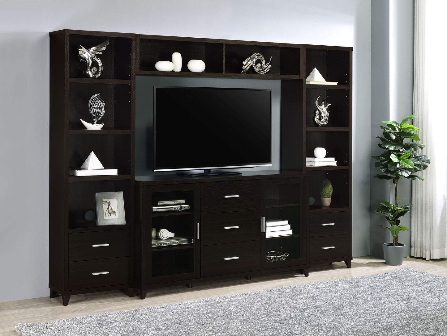 Lewes 4-shelf Engineered Wood Media Tower Cappuccino