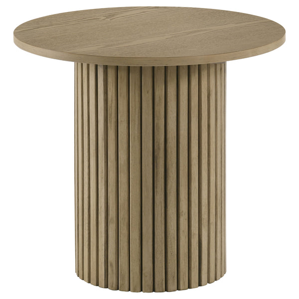 Hamlyn Round Fluted Occasional Side End Table Natural Oak Hamlyn Round Fluted Occasional Side End Table Natural Oak