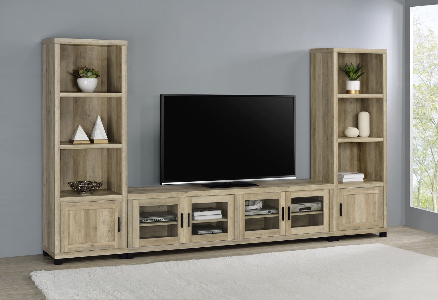 Sachin 3-shelf Engineered Wood Media Tower Distressed Pine