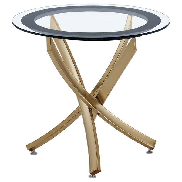 Brooke Round Glass Top Side End Table Metal Base Brass Brooke Round Glass Top Side End Table Metal Base Brass
