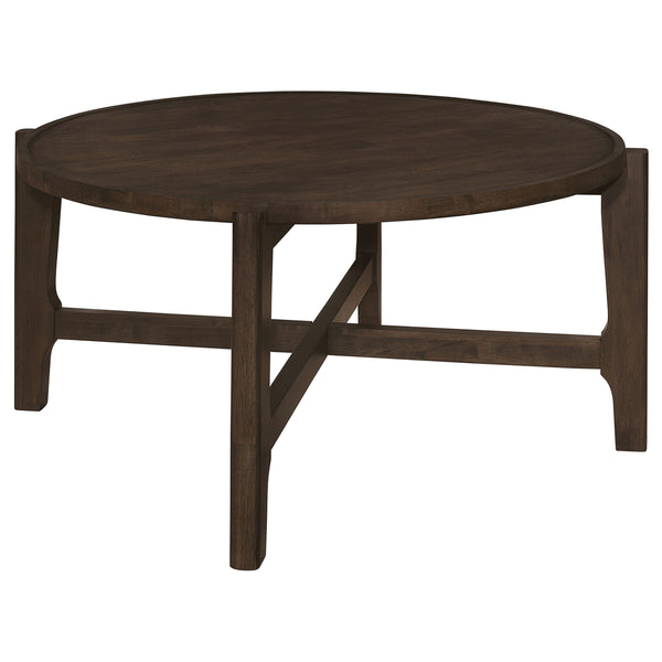 Cota Round Solid Wood Coffee Table Dark Brown Cota Round Solid Wood Coffee Table Dark Brown