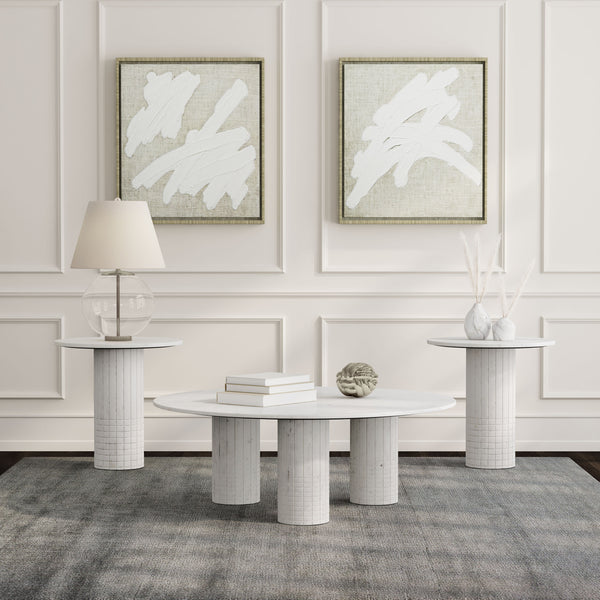 Astoria 3-piece Marble Coffee and End Table Set White Astoria 3-piece Marble Coffee and End Table Set White