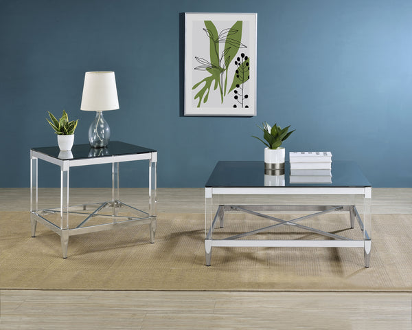 Lindley 2-piece Square Coffee and End Table Set Chrome Lindley 2-piece Square Coffee and End Table Set Chrome