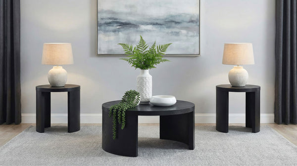 Sweeney 3-piece Coffee and End Occasional Table Set Black Sweeney 3-piece Coffee and End Occasional Table Set Black