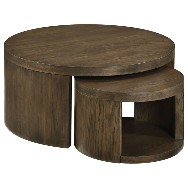 Sweeney 2-piece Round Wood Occasional Nesting Table Set Dark Walnut Sweeney 2-piece Round Wood Occasional Nesting Table Set Dark Walnut