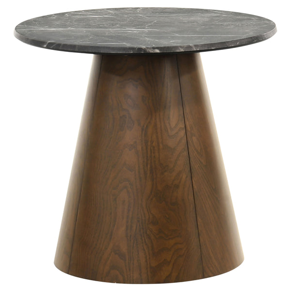 Franklin Round Wood Pedestal Side End Table Grey and Dark Brown Franklin Round Wood Pedestal Side End Table Grey and Dark Brown