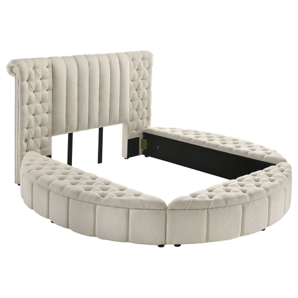 Santiago - Upholstered Round Storage Bed With Built In Charging Ports Santiago - Upholstered Round Storage Bed With Built In Charging Ports