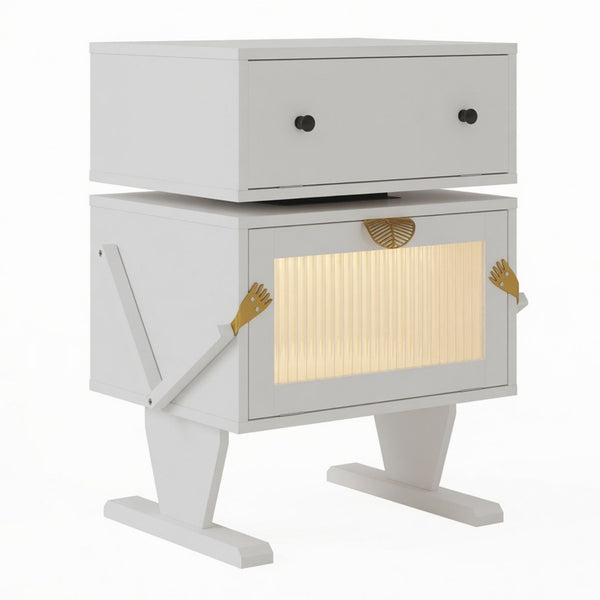 Robot LED Nightstand With 360° Rotating Drawer Robot LED Nightstand With 360° Rotating Drawer
