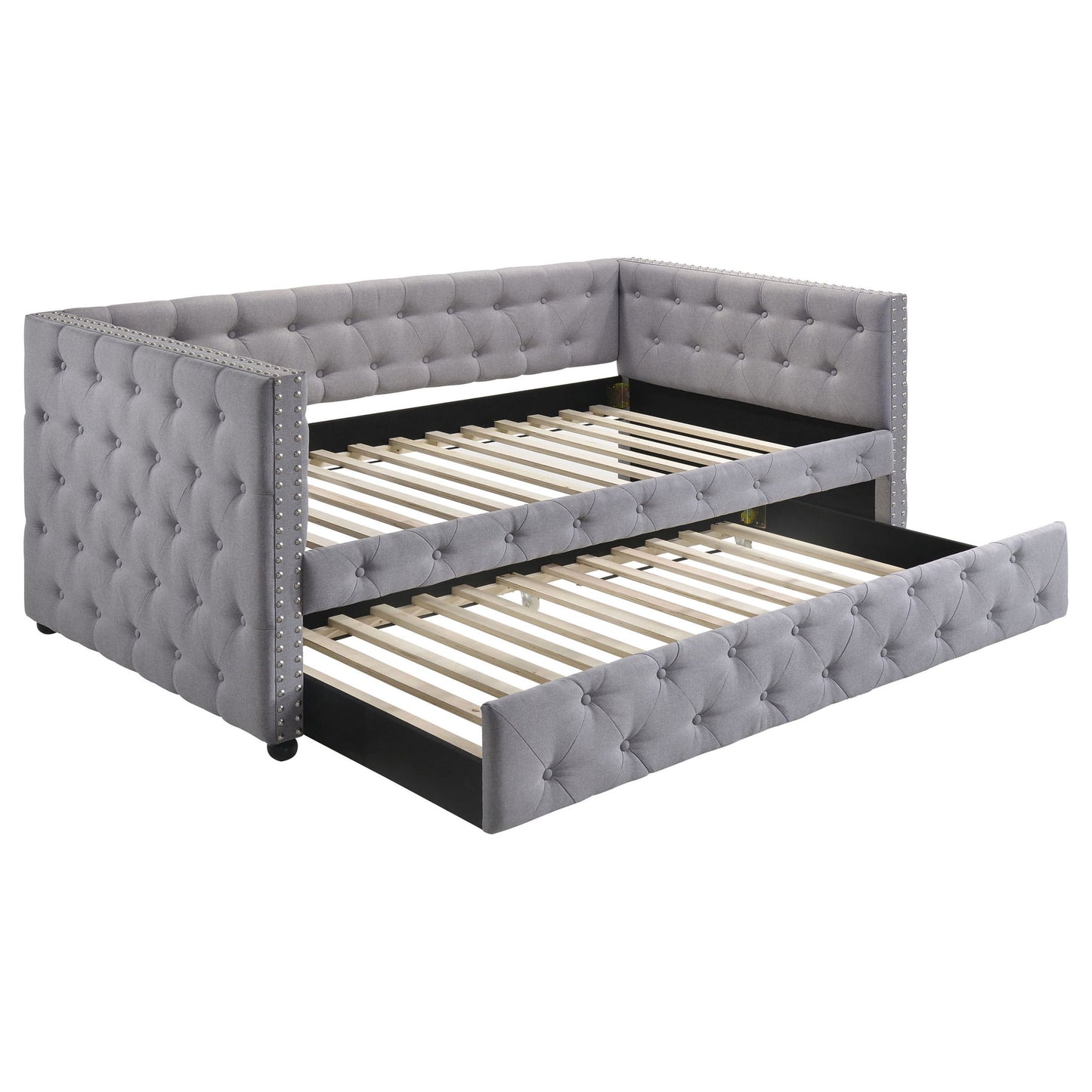Cross - Upholstered Twin Daybed With Trundle - Gray - The Sleep Loft - Online Mattress Showroom NYC