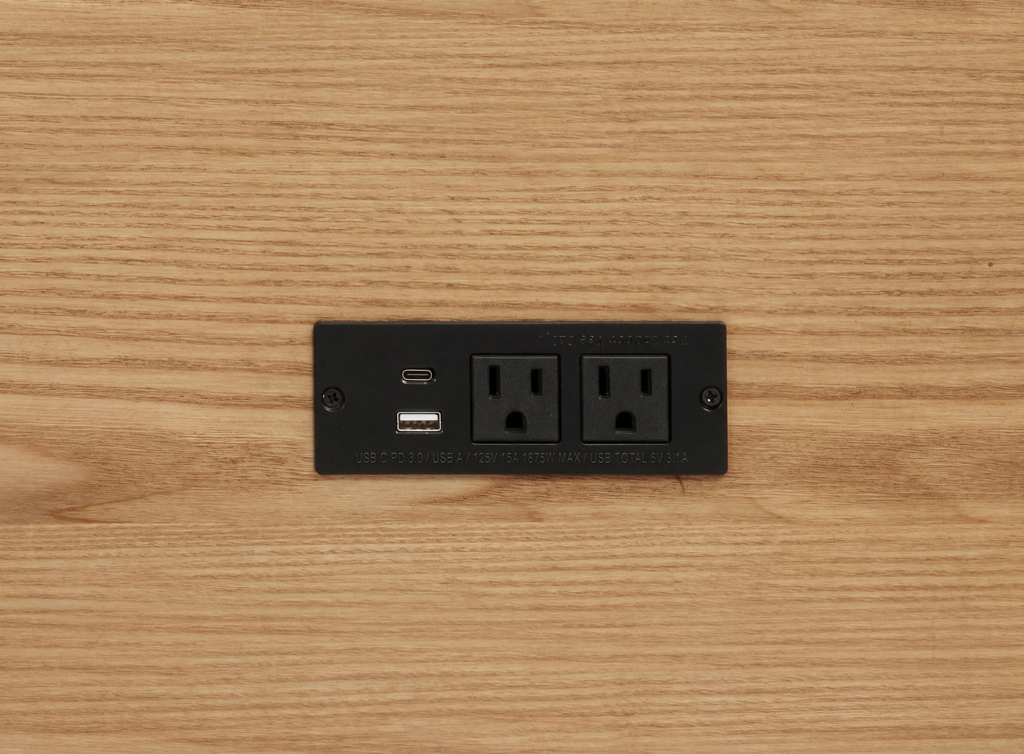 Vermes 55-inch 3-drawer Writing Desk with Power Outlet Light Ash