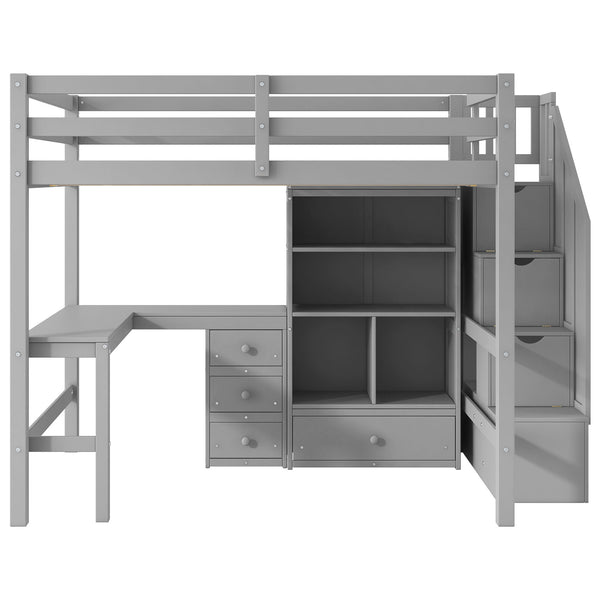Loft Bed & L Shaped Desk, Drawers, Cabinet, And Storage Staircase Loft Bed & L Shaped Desk, Drawers, Cabinet, And Storage Staircase