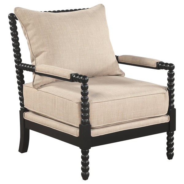 Blanchett Upholstered Bobbin Accent Chair Beige and Black Blanchett Upholstered Bobbin Accent Chair Beige and Black