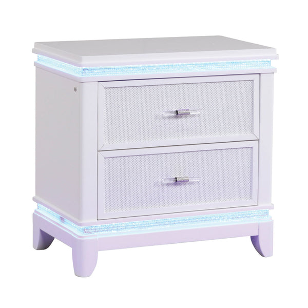 Opium - 2 Drawer Nightstand With LED Lights - White Opium - 2 Drawer Nightstand With LED Lights - White