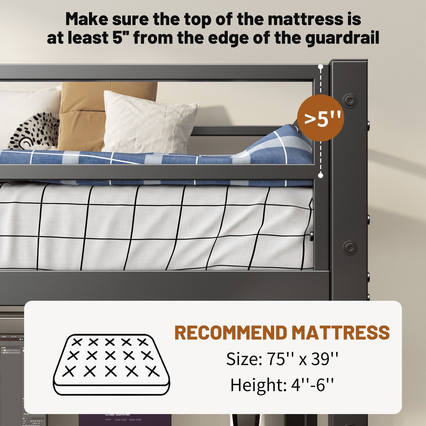Twin Metal Loft Bed With L - Shaped Desk, Charging Station Loft Bed Frame Twin Size, Safety Guard & Ladder, No Box Spring Needed - Black - The Sleep Loft - Online Mattress Showroom NYC