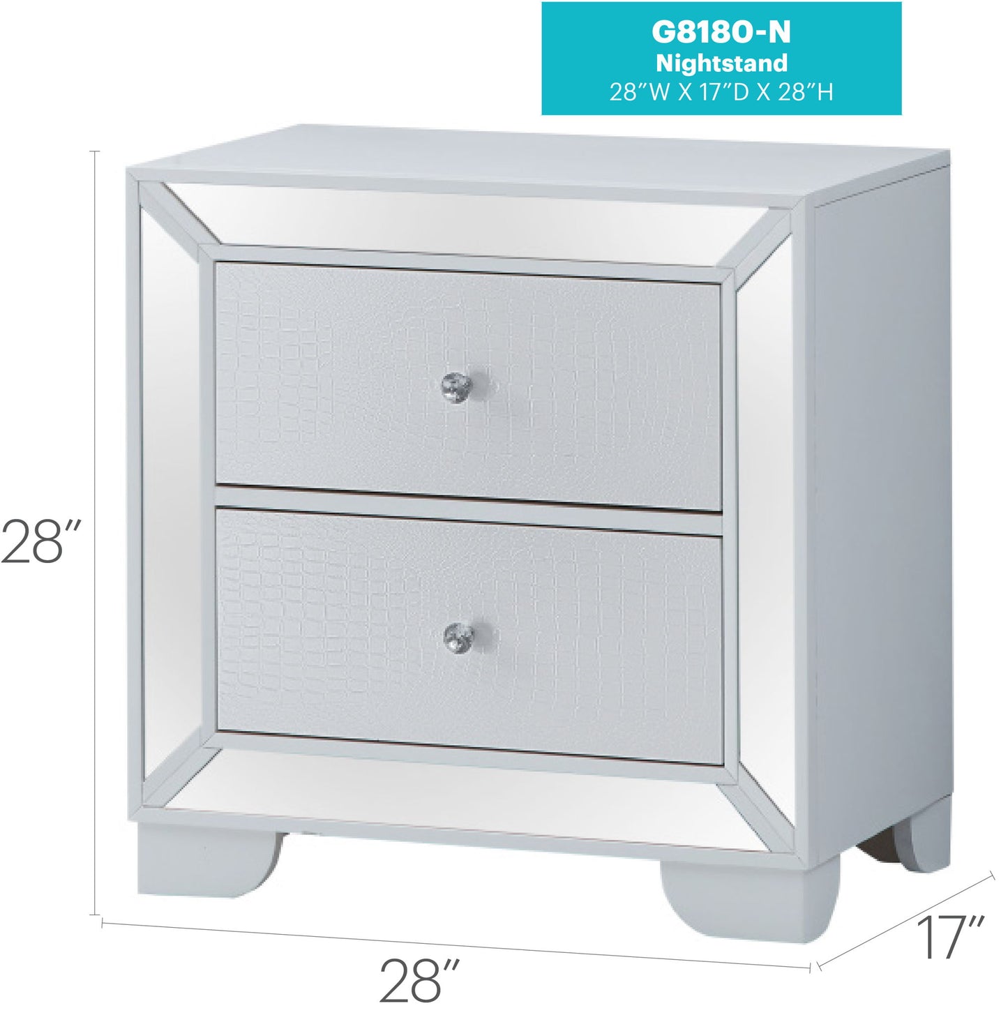 Contemporary Nightstand - Silver Champagne - Particle Board - The Sleep Loft - Online Mattress Showroom NYC