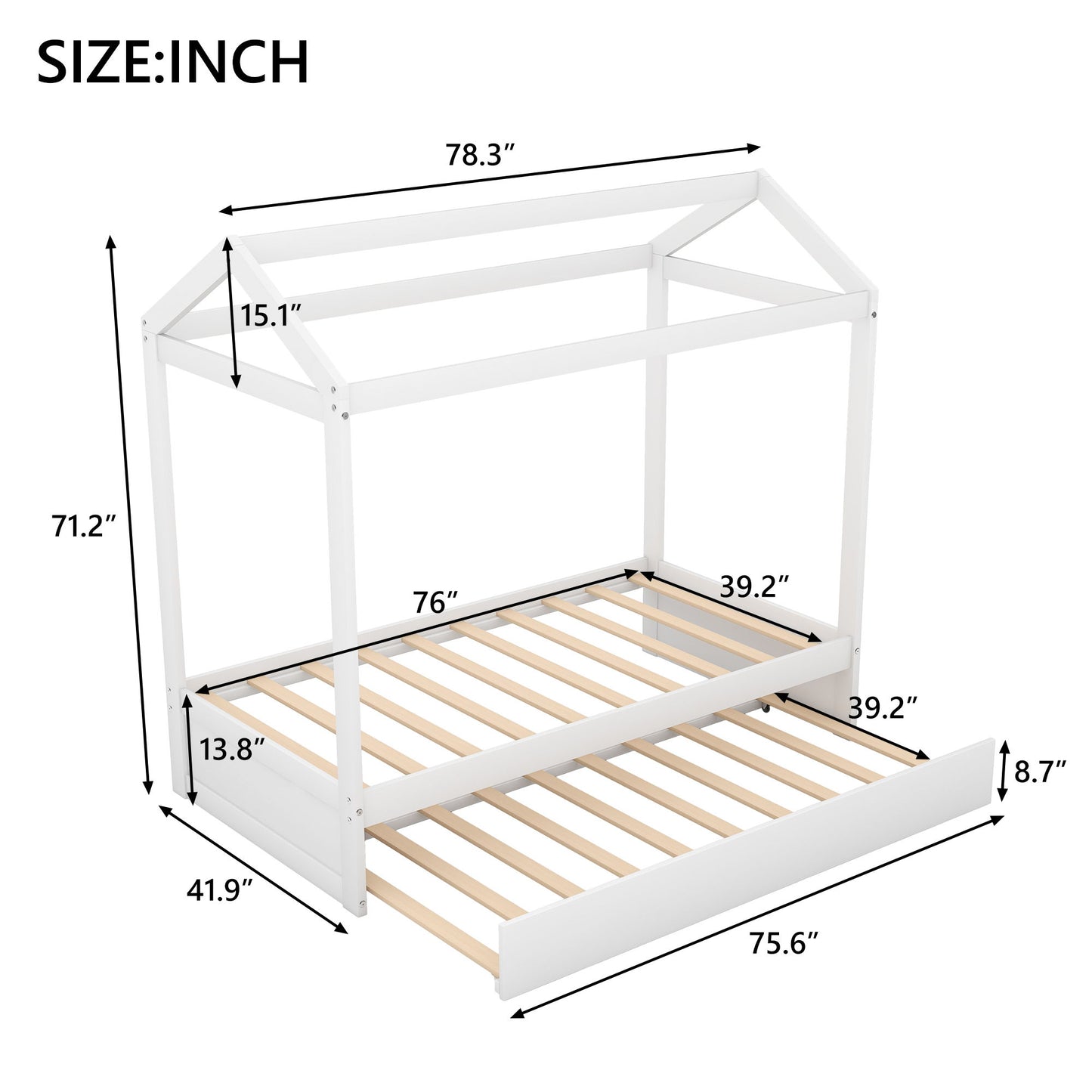 House Bed With Trundle In, Twin Size - White - The Sleep Loft - Online Mattress Showroom NYC