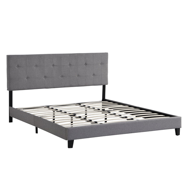 Modern Upholstered Platform Bed Frame With Button Tufted Linen Headboard And Wood Slat Support Modern Upholstered Platform Bed Frame With Button Tufted Linen Headboard And Wood Slat Support