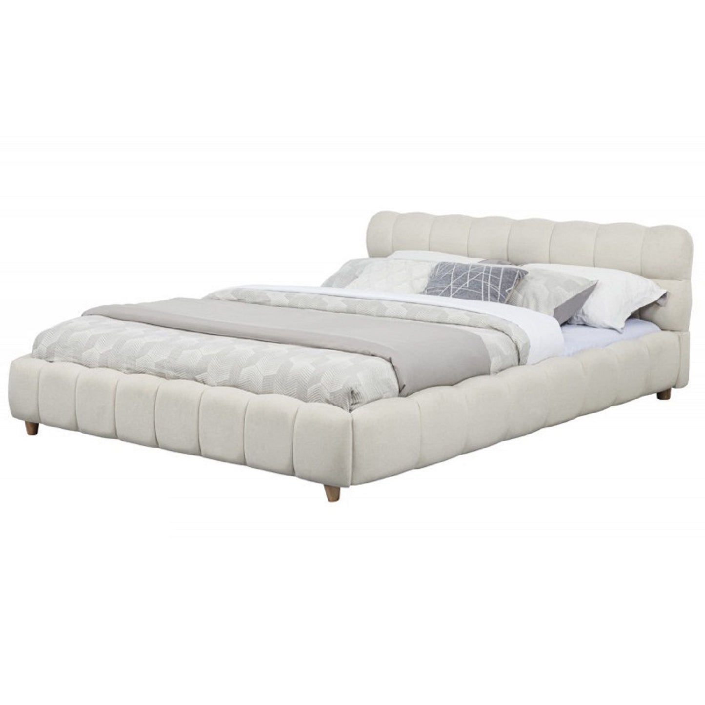 Queen Size Upholstered Platform Bed Frame - Beige