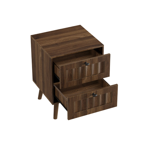 Double Drawer Bedside Table (Set of 2) - Walnut Double Drawer Bedside Table (Set of 2) - Walnut