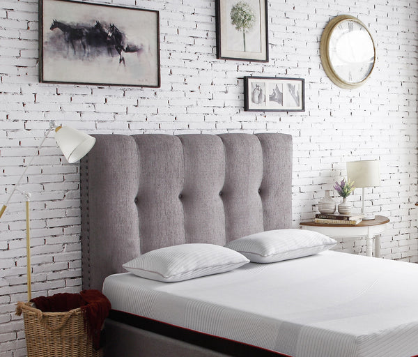 Bridgevine Home - Queen Size Tufted Upholstered Headboard With Nailhead Trim - Gray Bridgevine Home - Queen Size Tufted Upholstered Headboard With Nailhead Trim - Gray