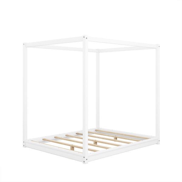 Wood Canopy Platform Bed With Support Legs And Airflow Slats Wood Canopy Platform Bed With Support Legs And Airflow Slats