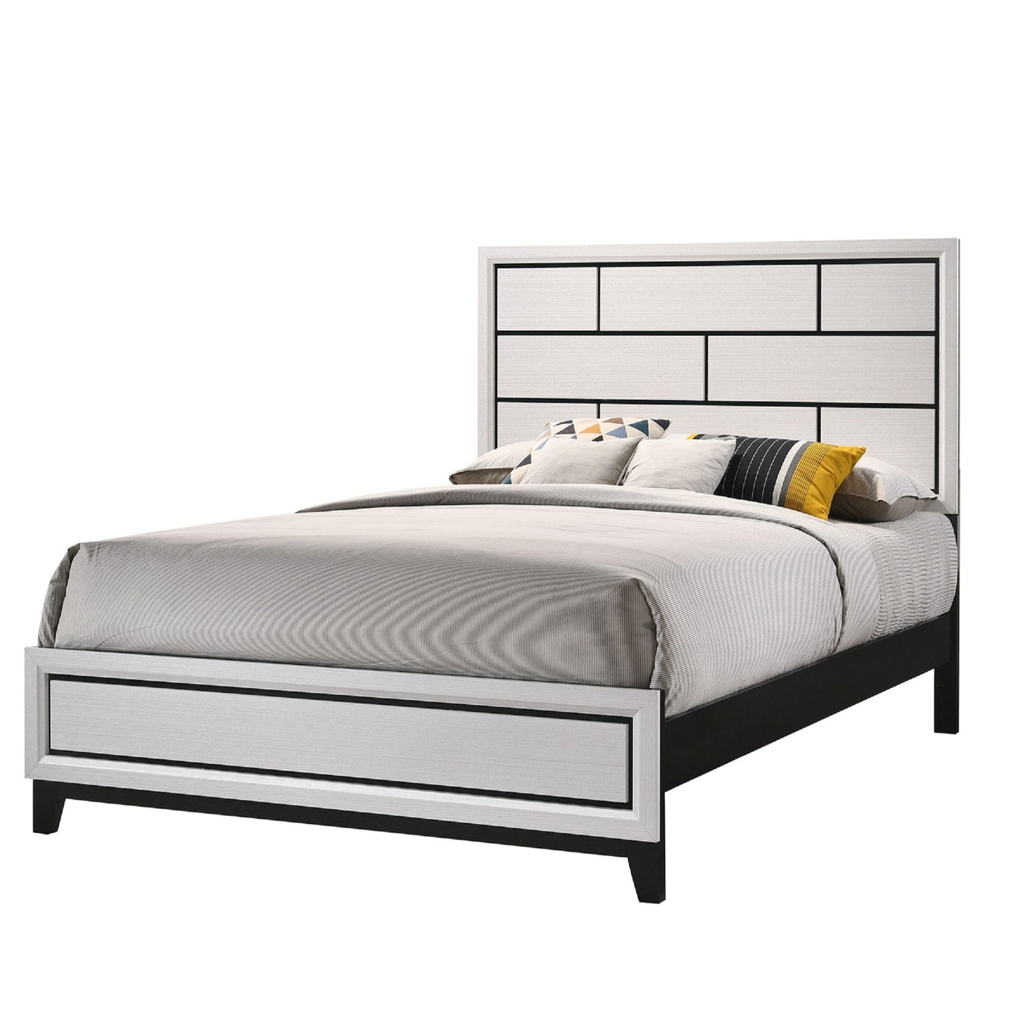 Contemporary Low Profile Bed With Geometric Headboard - The Sleep Loft - Online Mattress Showroom NYC