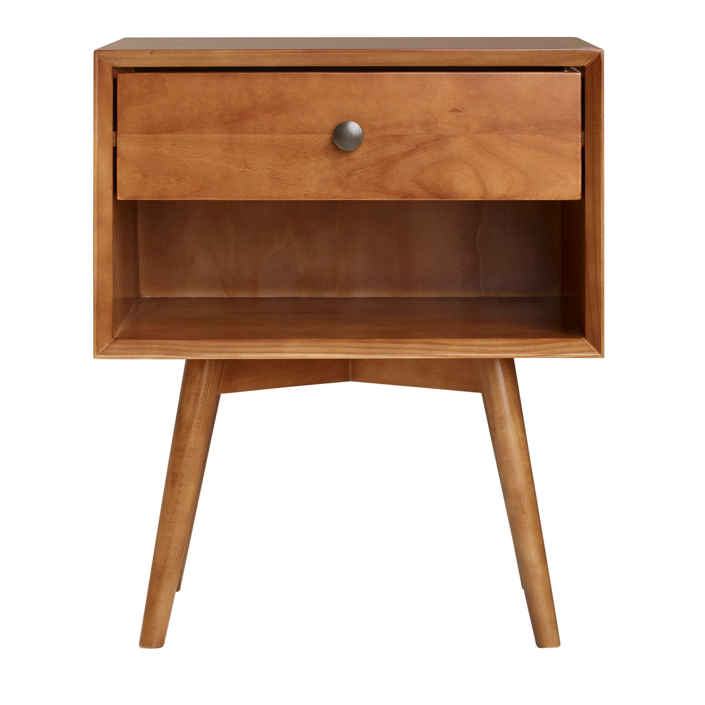Mid-Century Modern Single Drawer Solid Wood Nightstand - The Sleep Loft - Online Mattress Showroom NYC