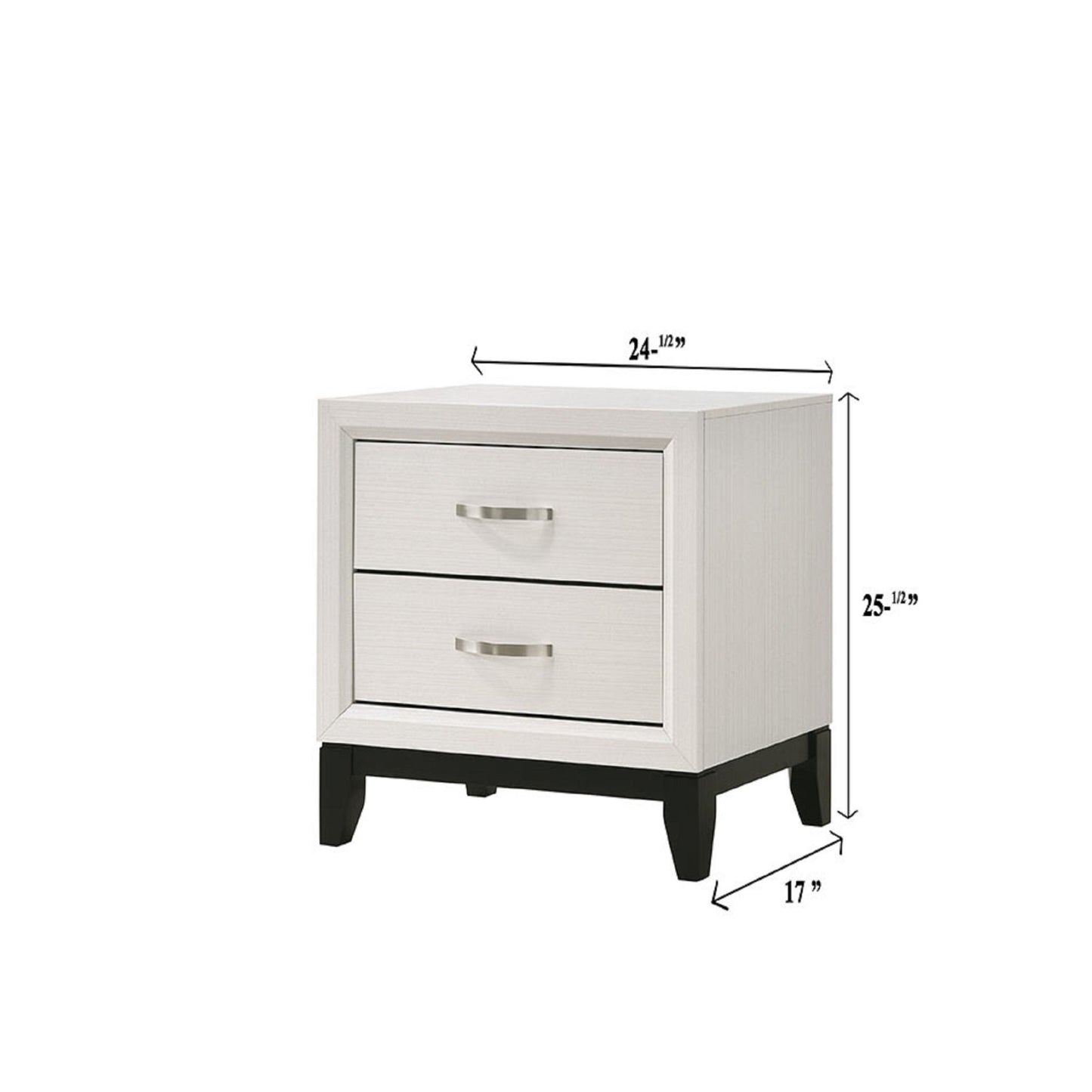 2 Drawer Nightstand With Handles Furniture For Bedroom - White - The Sleep Loft - Online Mattress Showroom NYC