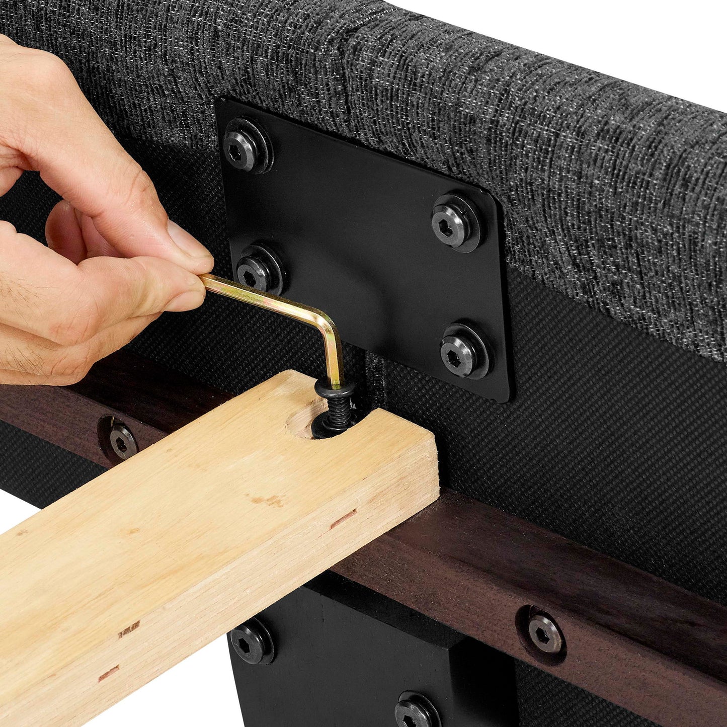 Squares Upholstered Headboard Platform Bed