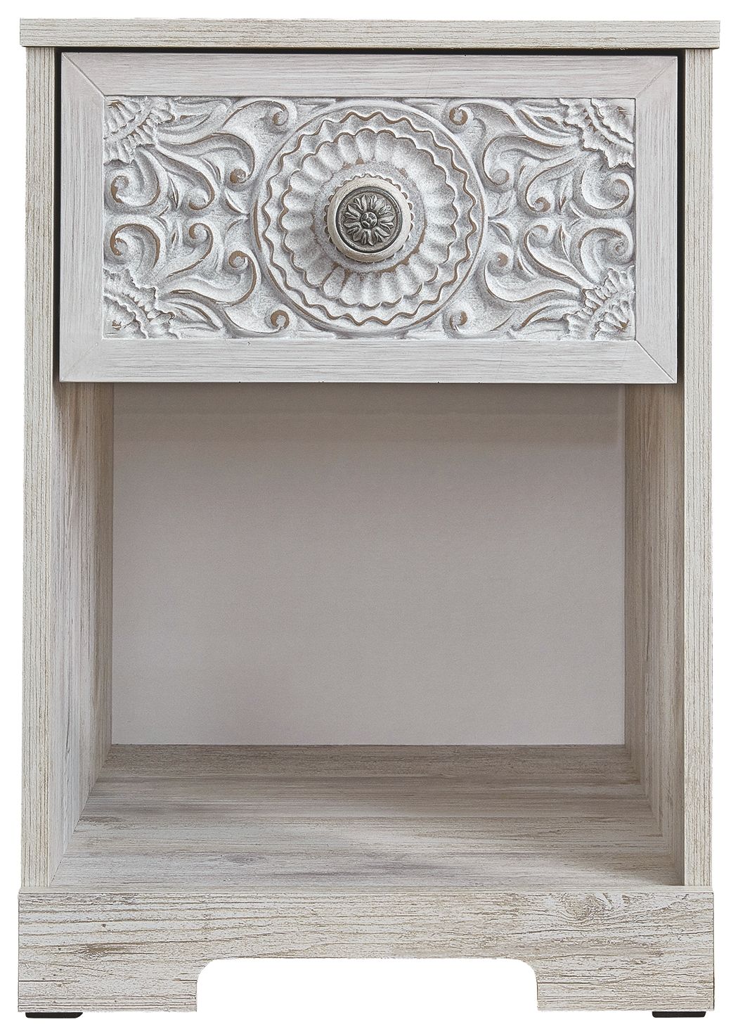 Paxberry - One Drawer Night Stand - Whitewash - The Sleep Loft - Online Mattress Showroom NYC