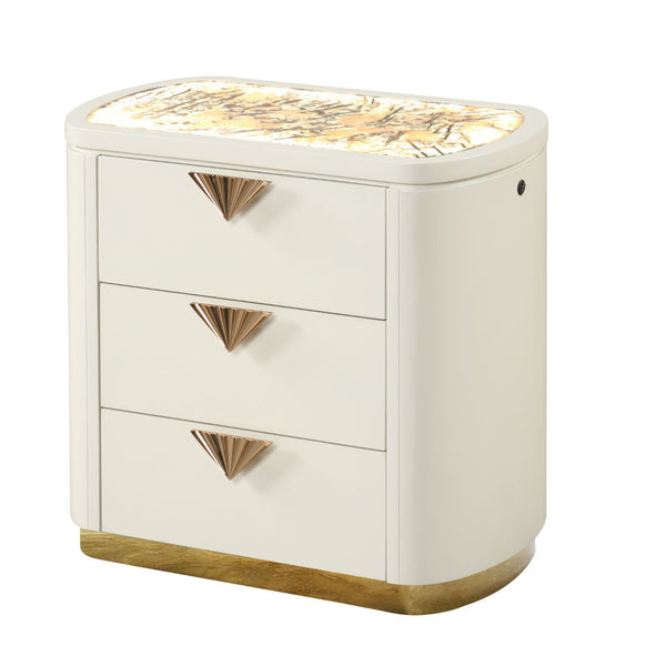 La Pierre - 3 Drawer Nightstand - Beige La Pierre - 3 Drawer Nightstand - Beige